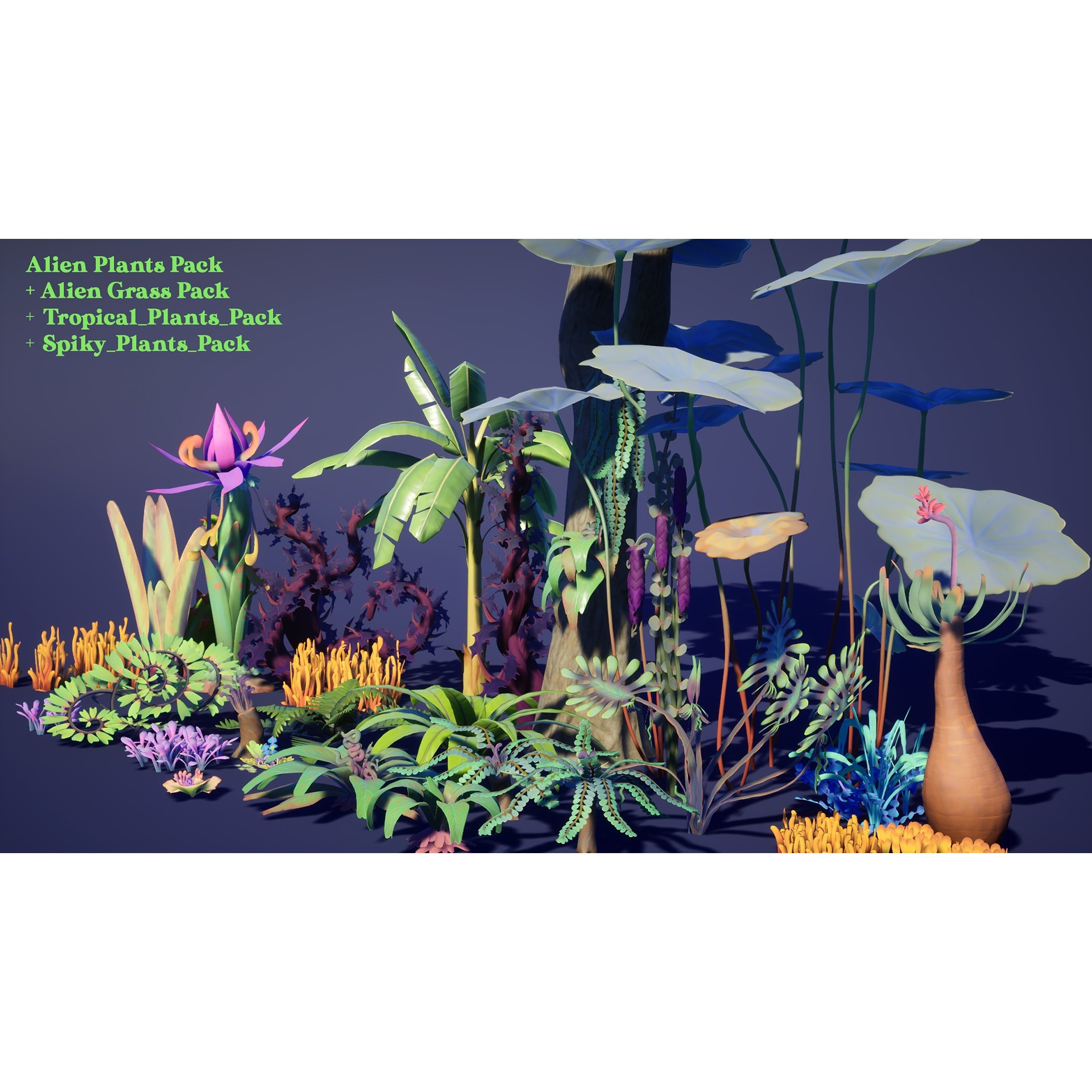 Alien Plants Pack - Low-Poly Game-Ready 3D Model - View 22