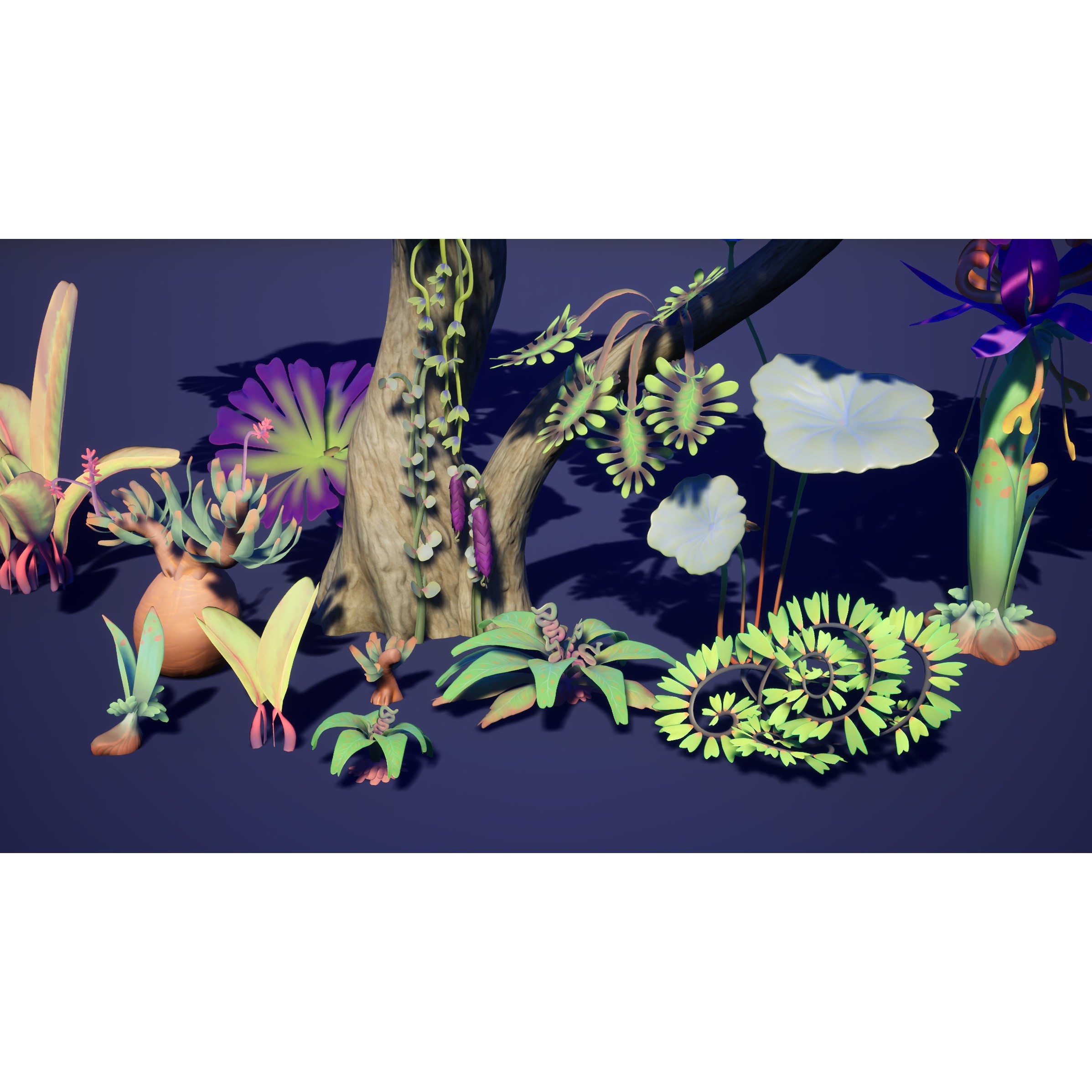 Alien Plants Pack - Low-Poly Game-Ready 3D Model - View 4