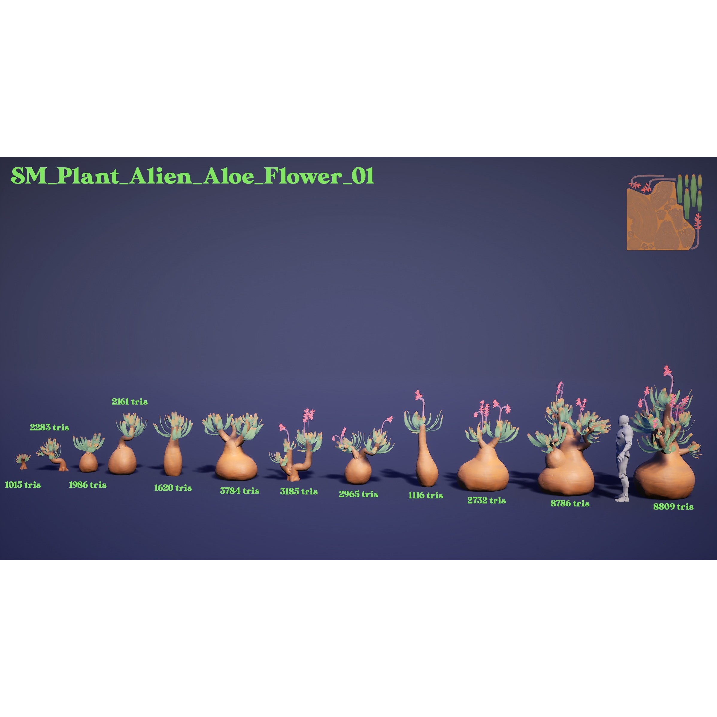 Alien Plants Pack - Low-Poly Game-Ready 3D Model - View 8