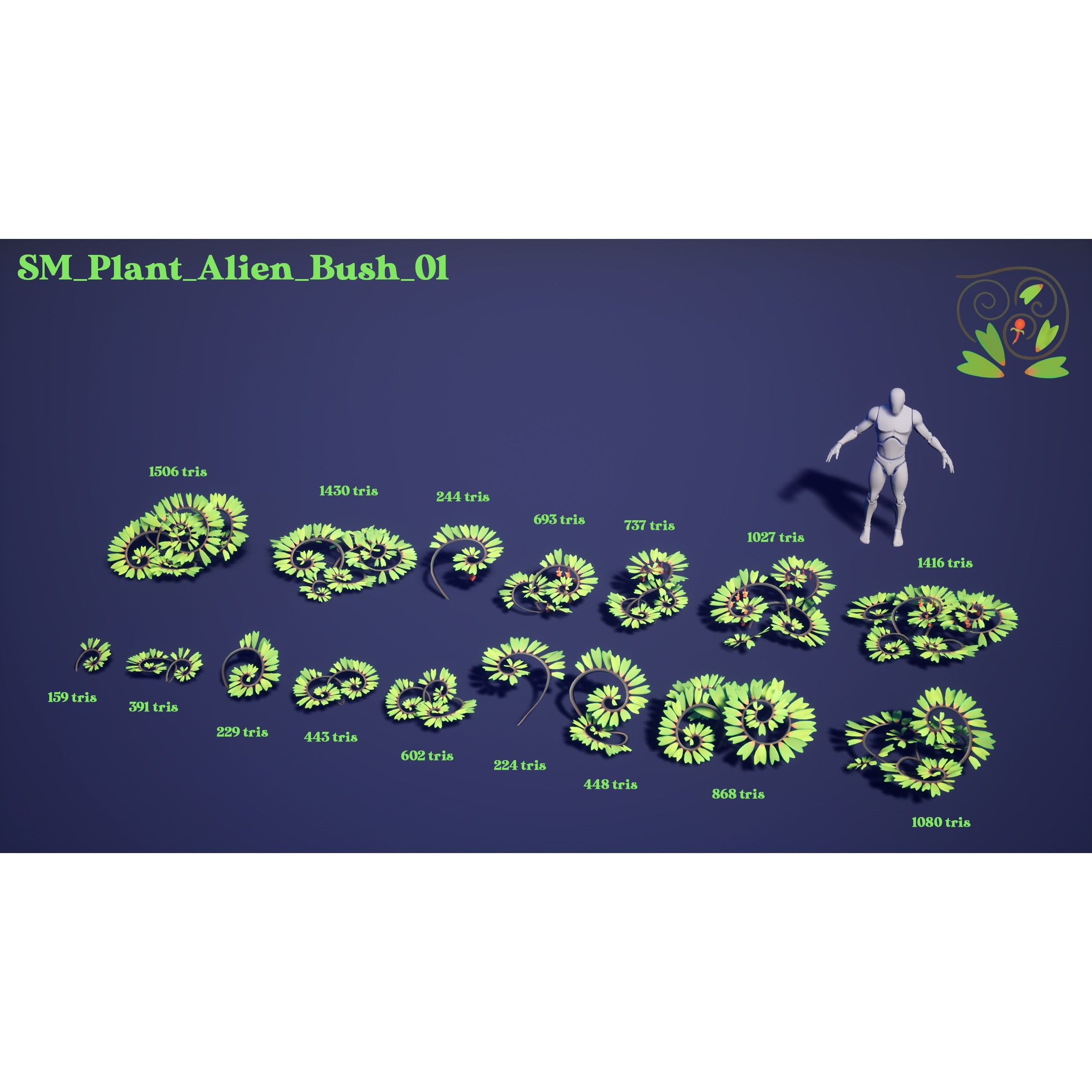 Alien Plants Pack - Low-Poly Game-Ready 3D Model - View 9
