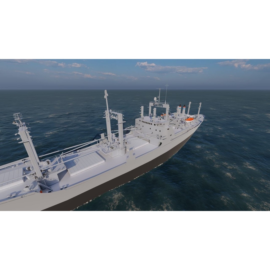 Bulk Carrier Ship 3D Model – Rigged Industrial Vessel, FBX, OBJ - View 11