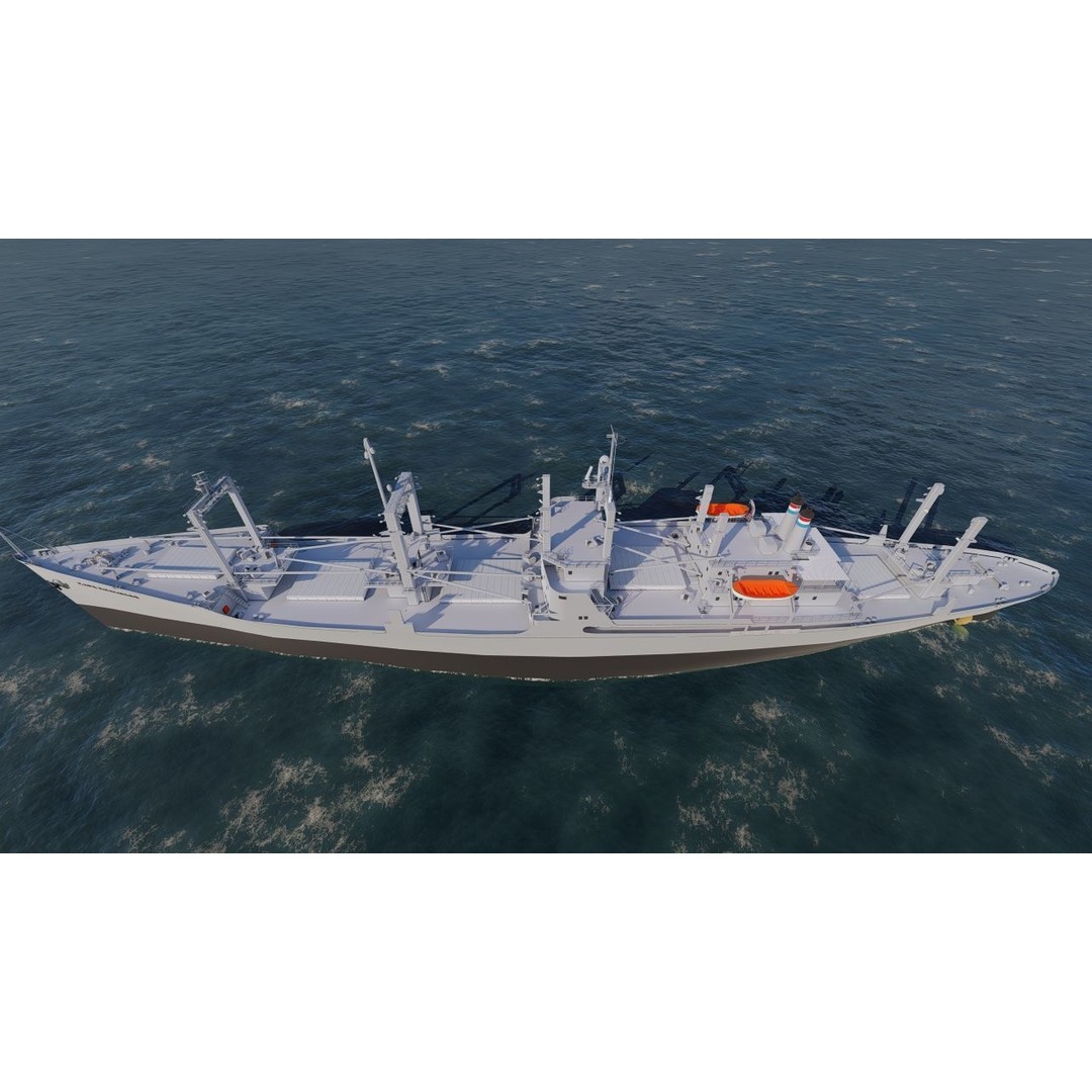 Bulk Carrier Ship 3D Model – Rigged Industrial Vessel, FBX, OBJ - View 4
