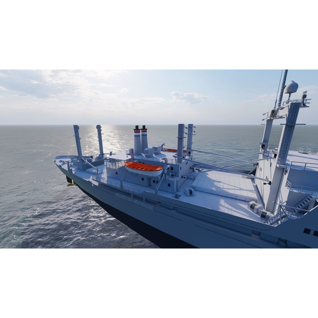 Bulk Carrier Ship 3D Model – Rigged Industrial Vessel, FBX, OBJ - View 8