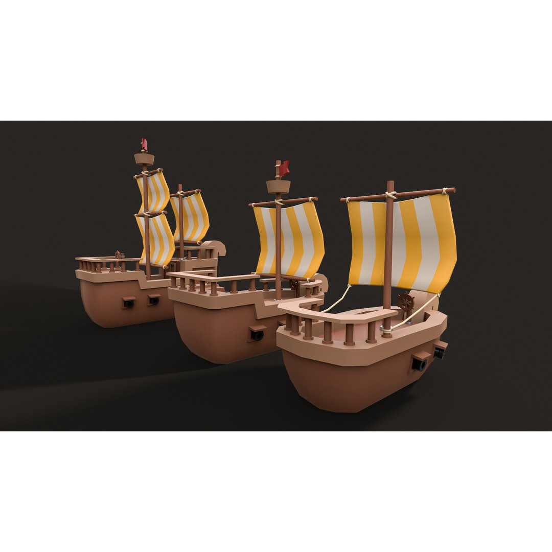 Stylized Ships Pack 3D Model – Low Poly Maritime Vessels, FBX - View 10