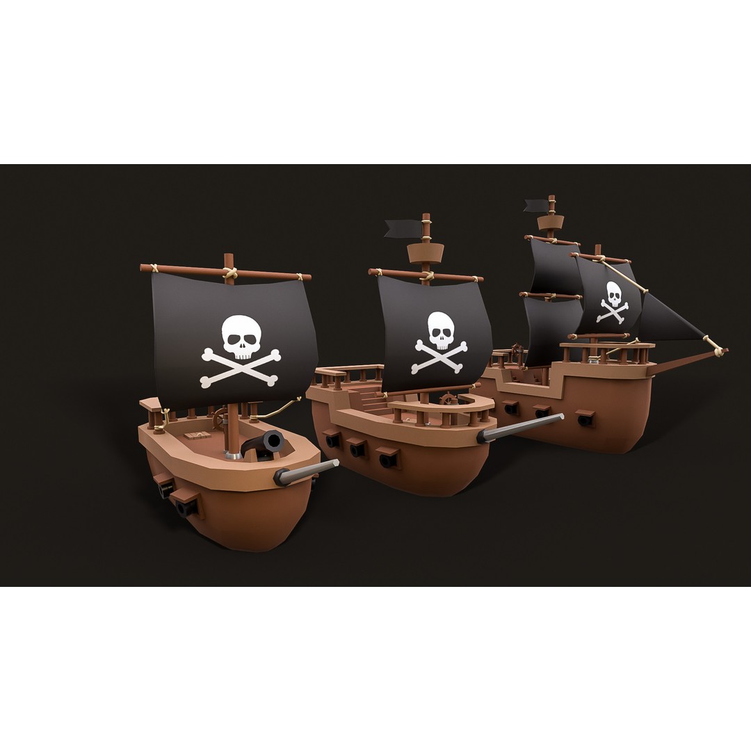 Stylized Ships Pack 3D Model – Low Poly Maritime Vessels, FBX - View 11