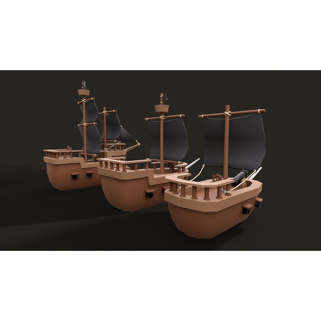 Stylized Ships Pack 3D Model – Low Poly Maritime Vessels, FBX - View 12