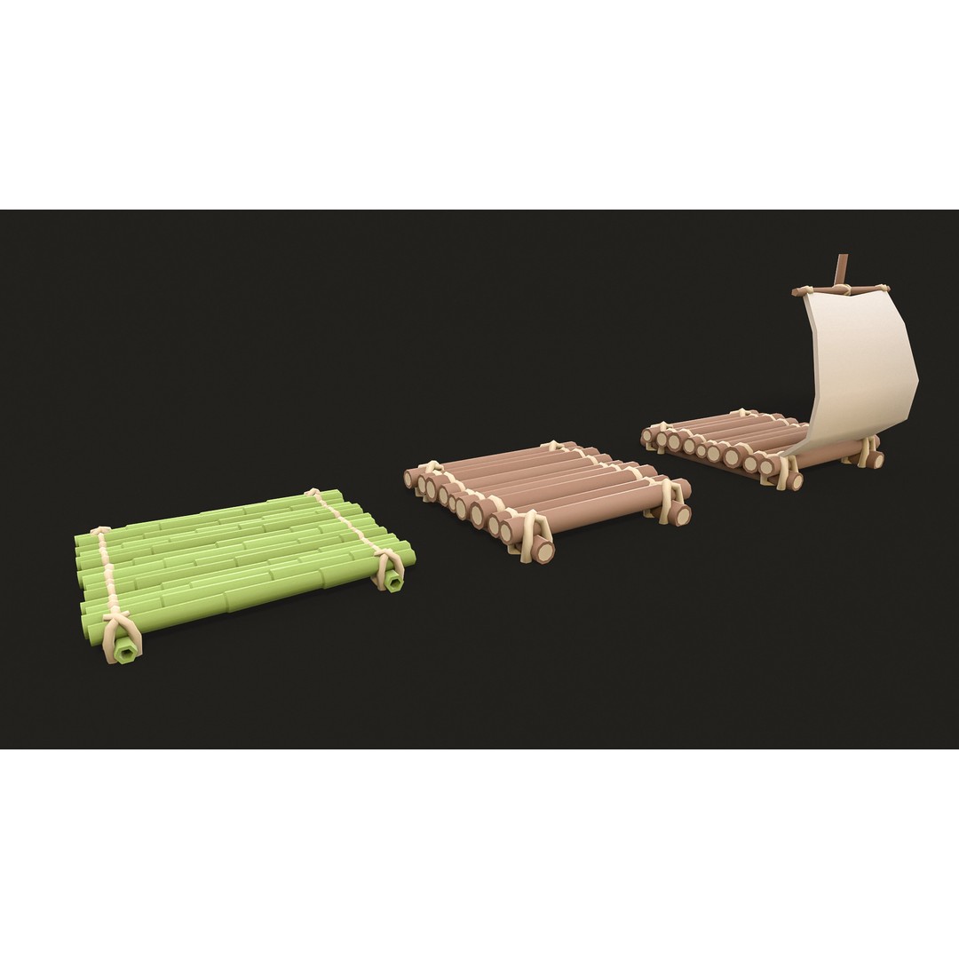 Stylized Ships Pack 3D Model – Low Poly Maritime Vessels, FBX - View 5