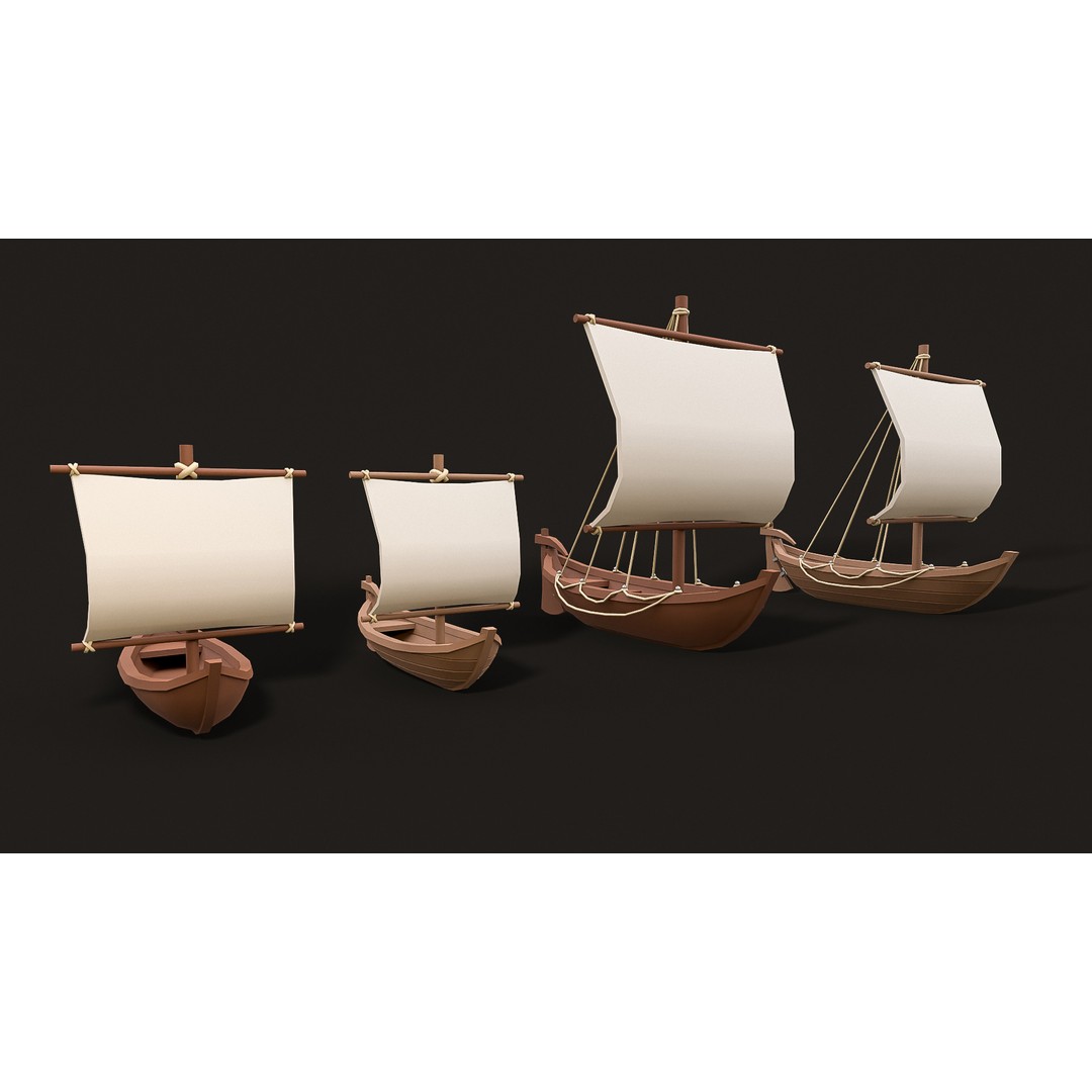 Stylized Ships Pack 3D Model – Low Poly Maritime Vessels, FBX - View 8