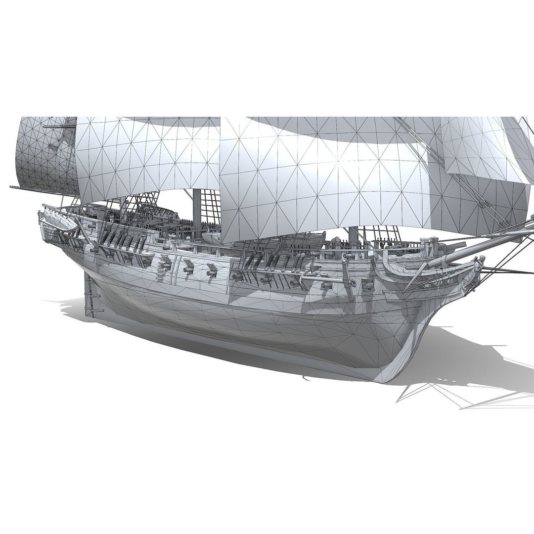 USS Essex 3D Model – Low Poly Historic Frigate, FBX