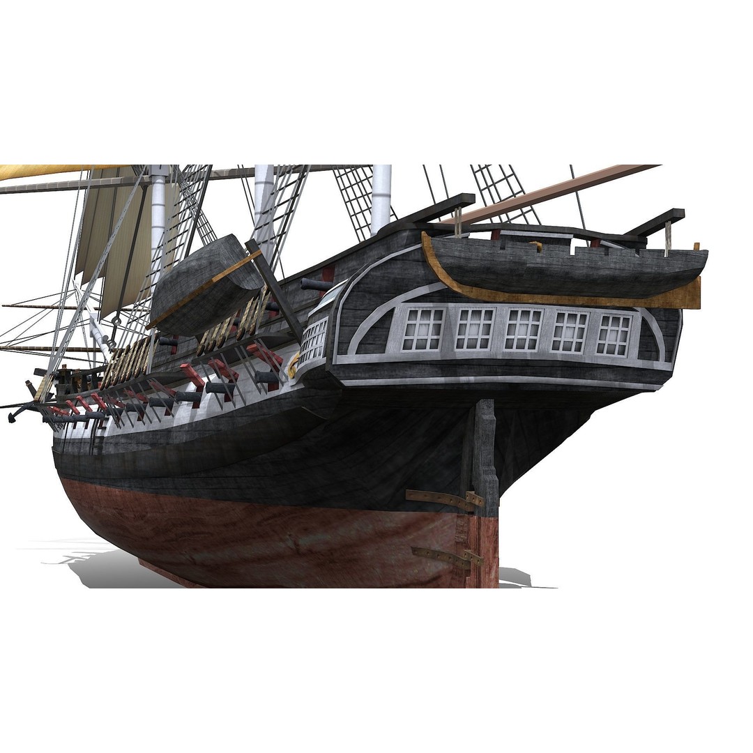 USS Essex 3D Model – Low Poly Historic Frigate, FBX - View 13