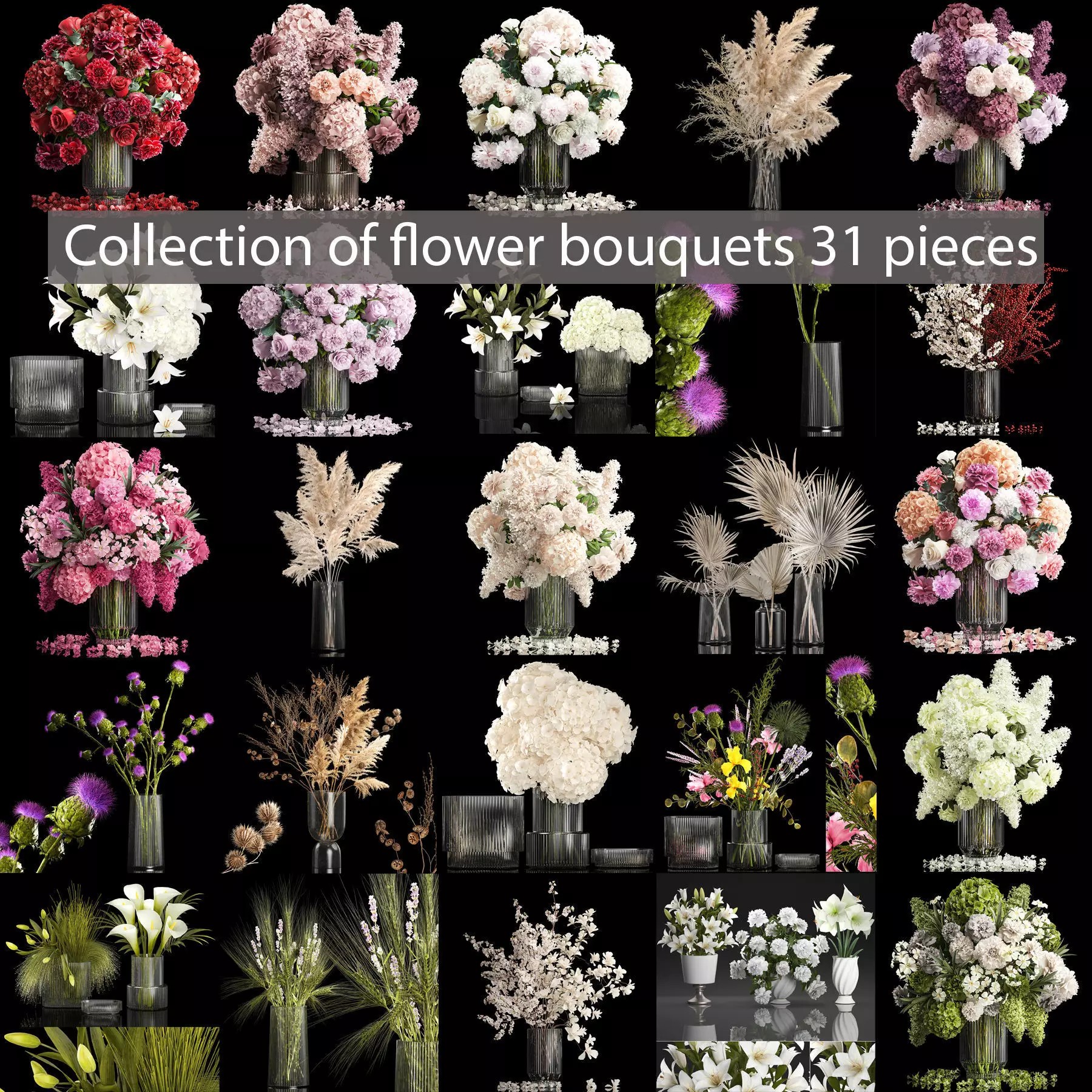 Collection of Flower Bouquets - Game-Ready 3D Model - View 2