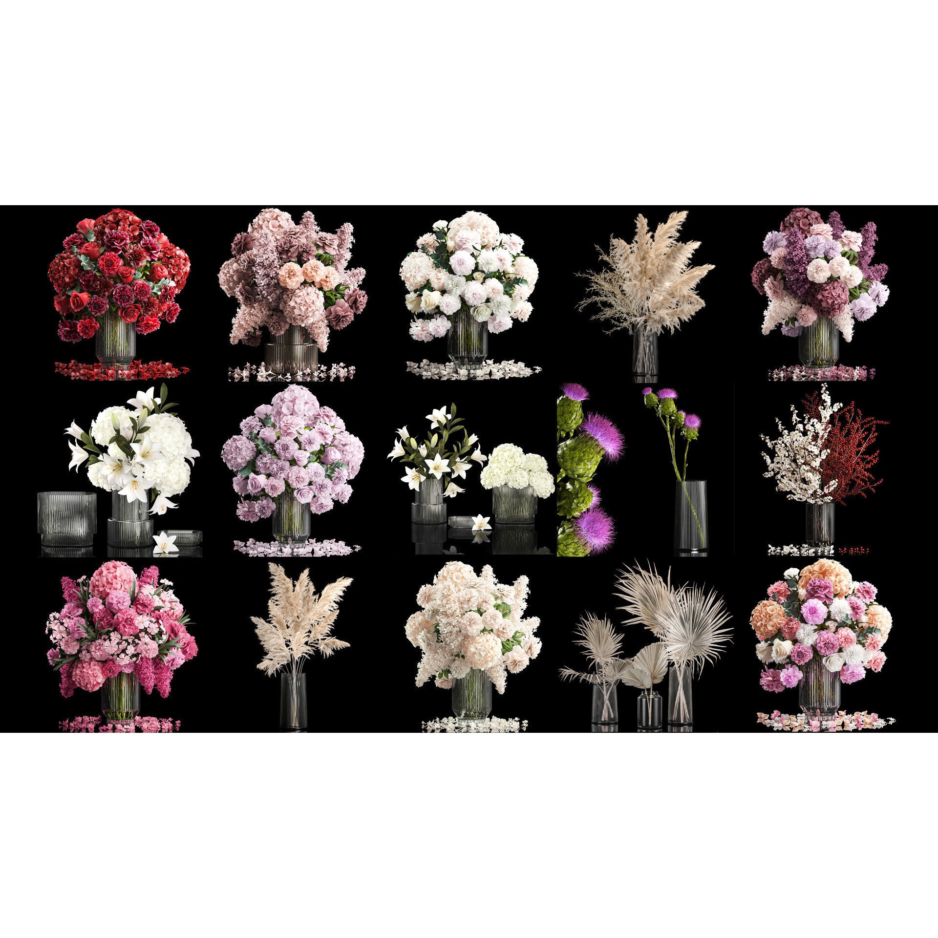 Collection of Flower Bouquets - Game-Ready 3D Model - View 3