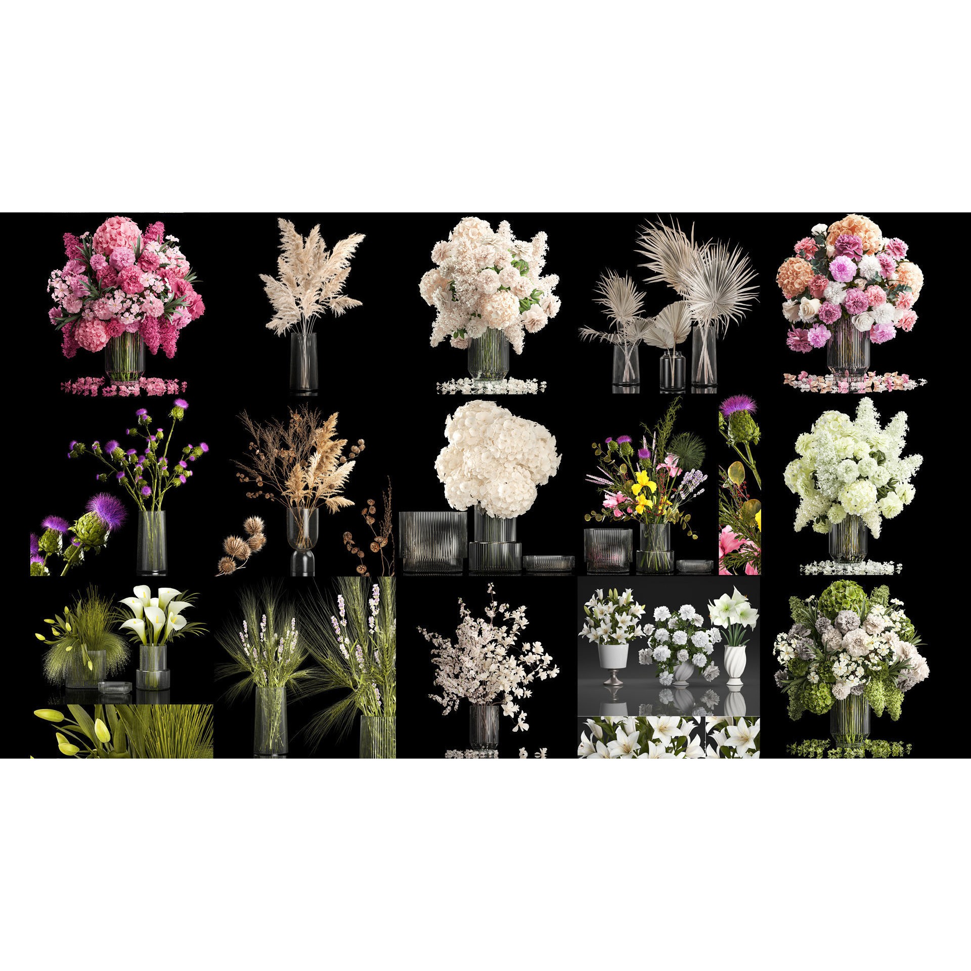 Collection of Flower Bouquets - Game-Ready 3D Model - View 4