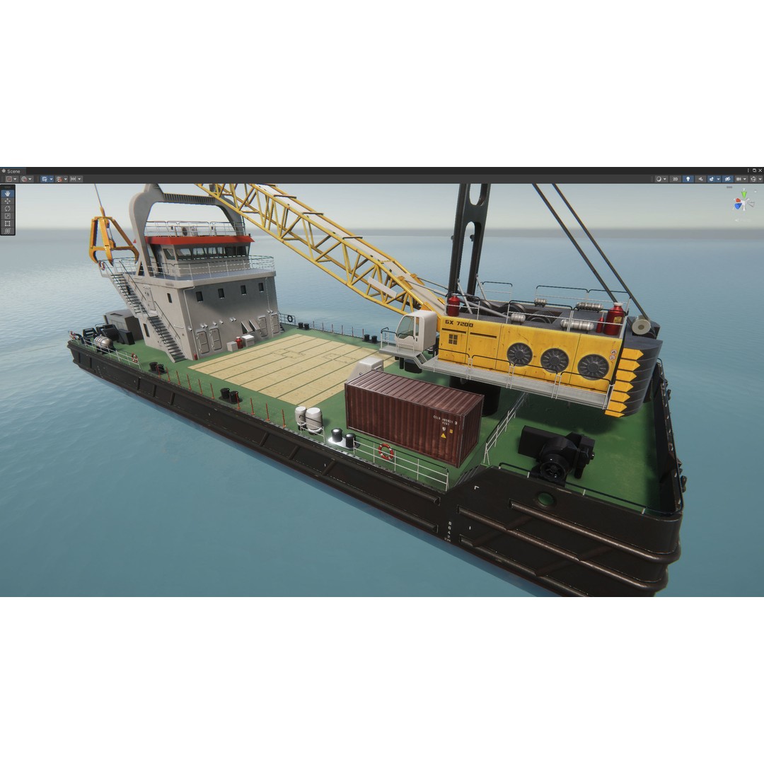 Crane Barge 3D Model – Low Poly Game Asset, FBX and OBJ Formats - View 31