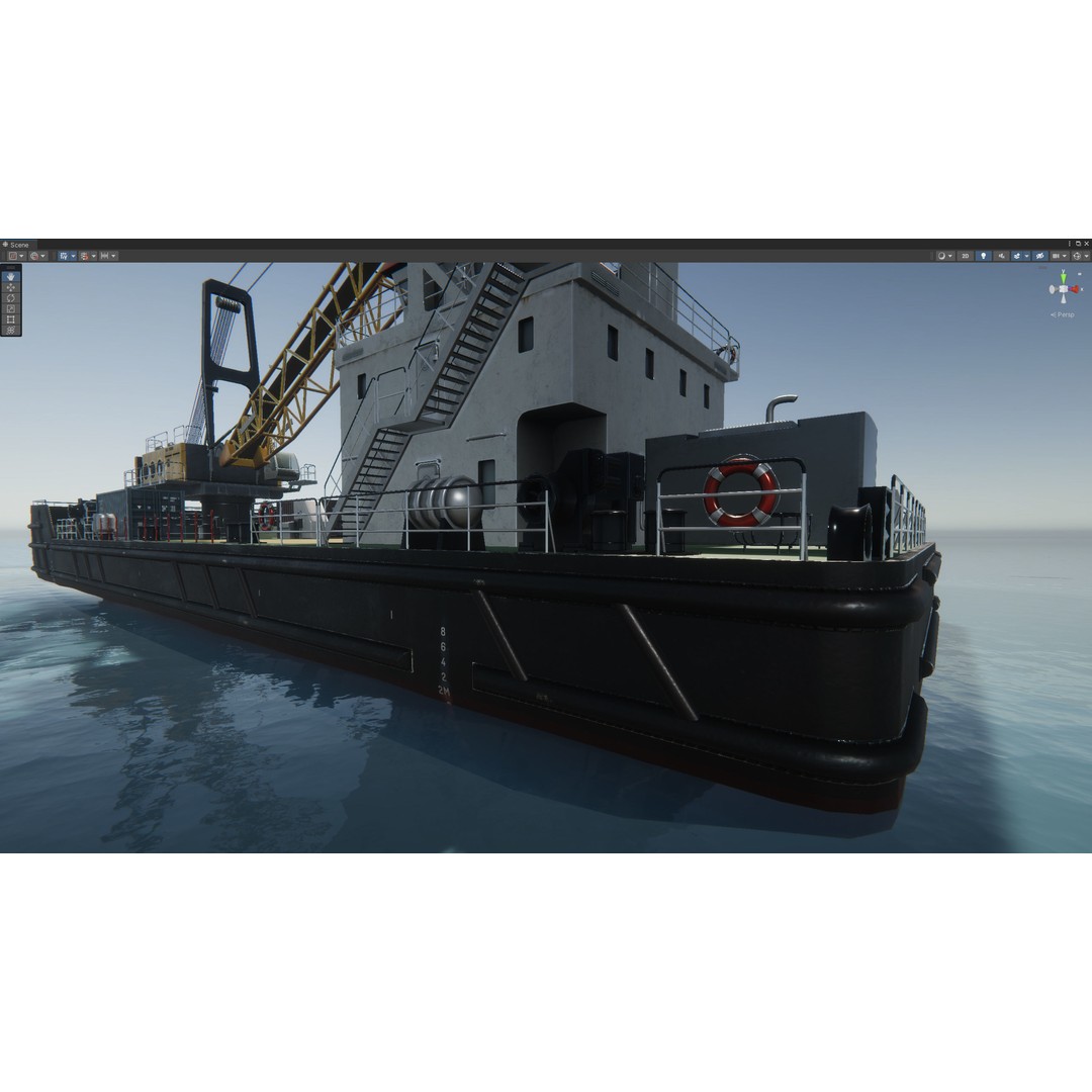 Crane Barge 3D Model – Low Poly Game Asset, FBX and OBJ Formats - View 36