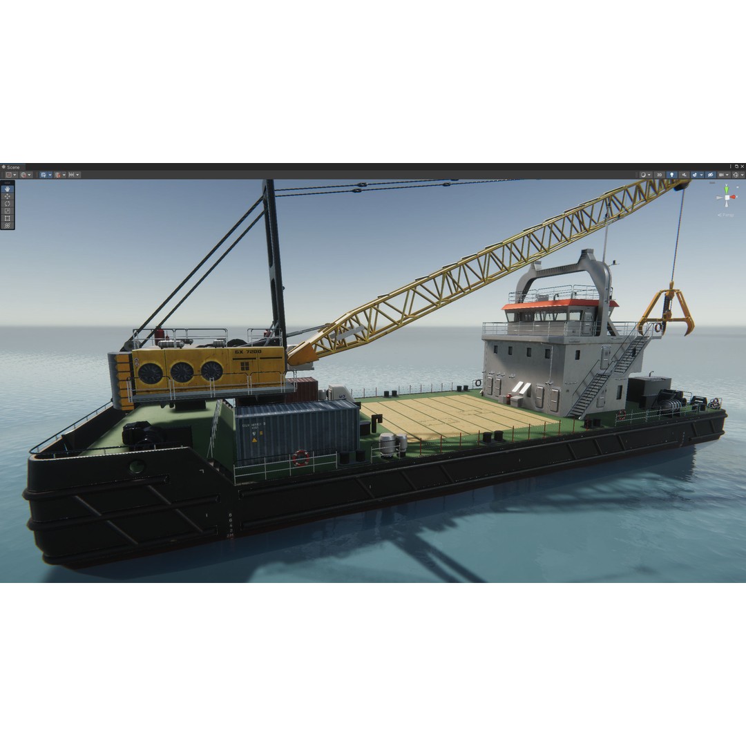 Crane Barge 3D Model – Low Poly Game Asset, FBX and OBJ Formats - View 37