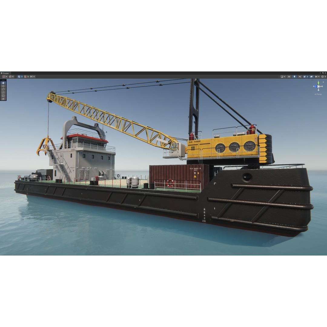 Crane Barge 3D Model – Low Poly Game Asset, FBX and OBJ Formats - View 39