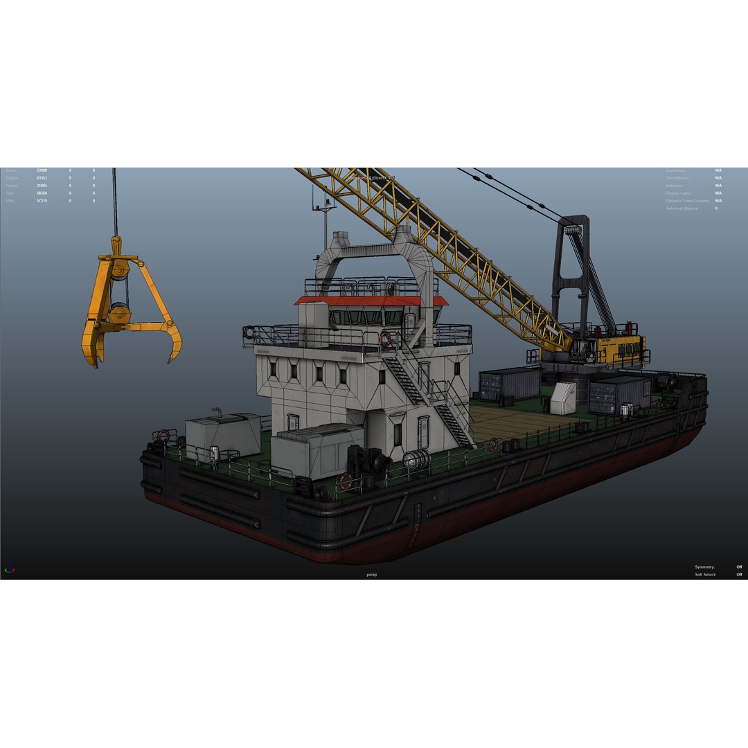 Crane Barge 3D Model – Low Poly Game Asset, FBX and OBJ Formats - View 41