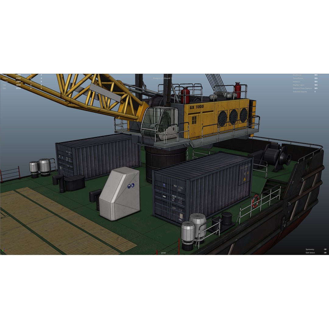 Crane Barge 3D Model – Low Poly Game Asset, FBX and OBJ Formats - View 42