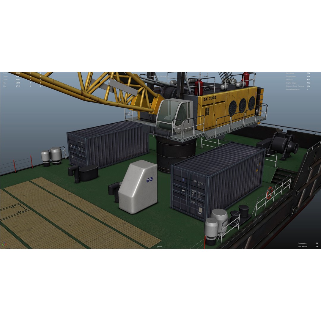 Crane Barge 3D Model – Low Poly Game Asset, FBX and OBJ Formats - View 47