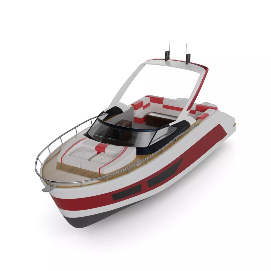 Cabin Cruiser 3D Model – Sport Low Poly Watercraft, FBX - View 2