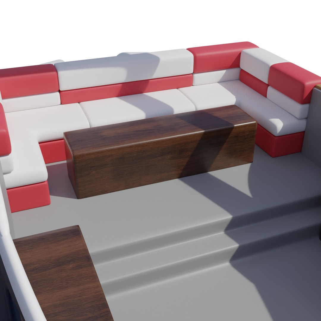 Cabin Cruiser 3D Model – Sport Low Poly Watercraft, FBX - View 5