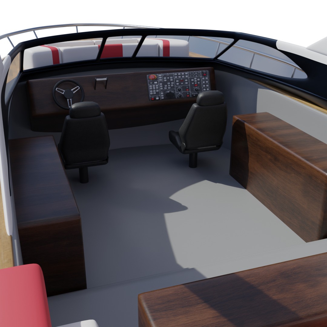 Cabin Cruiser 3D Model – Sport Low Poly Watercraft, FBX - View 6