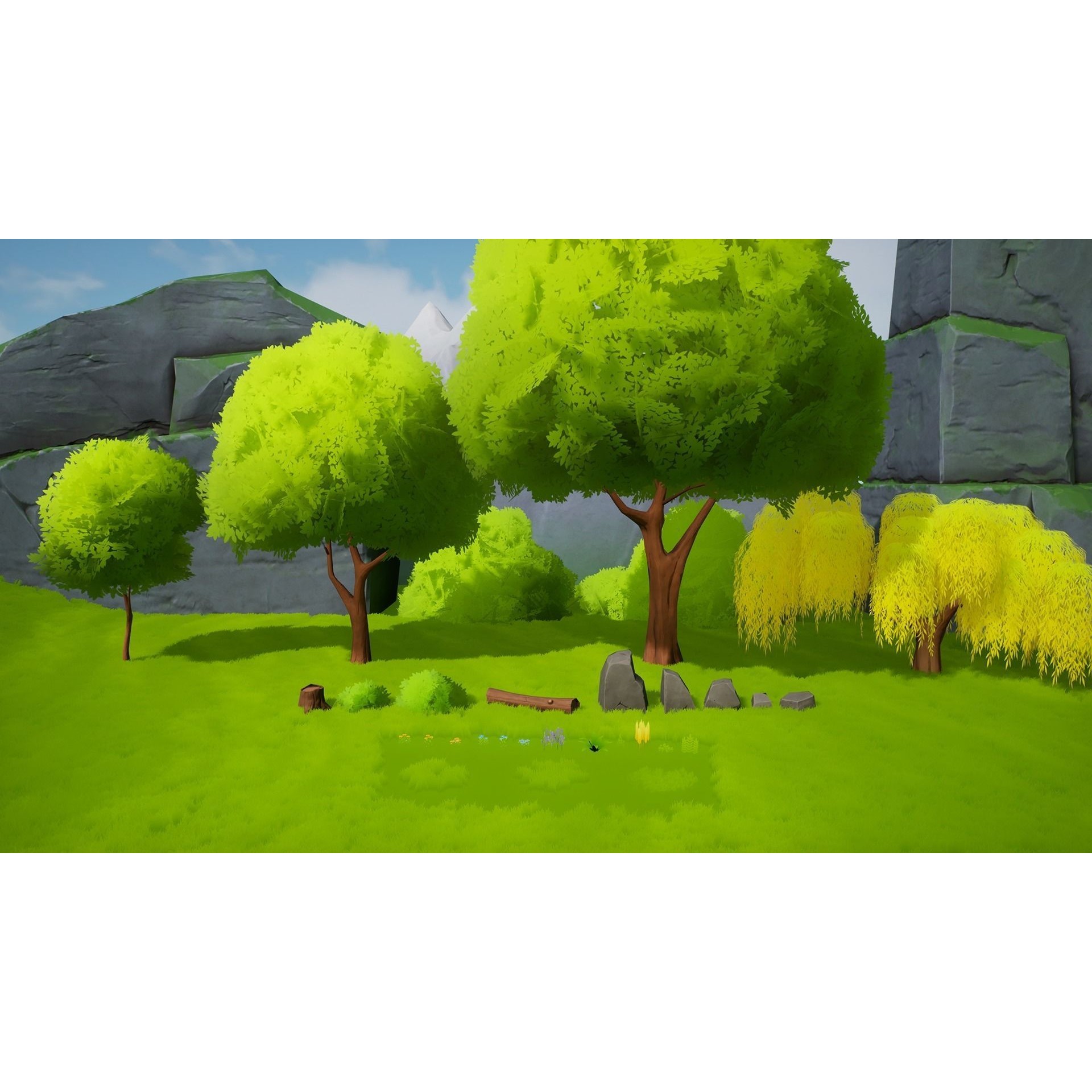 Stylized Nature with Ruins - Low-Poly Game-Ready 3D Model - View 7