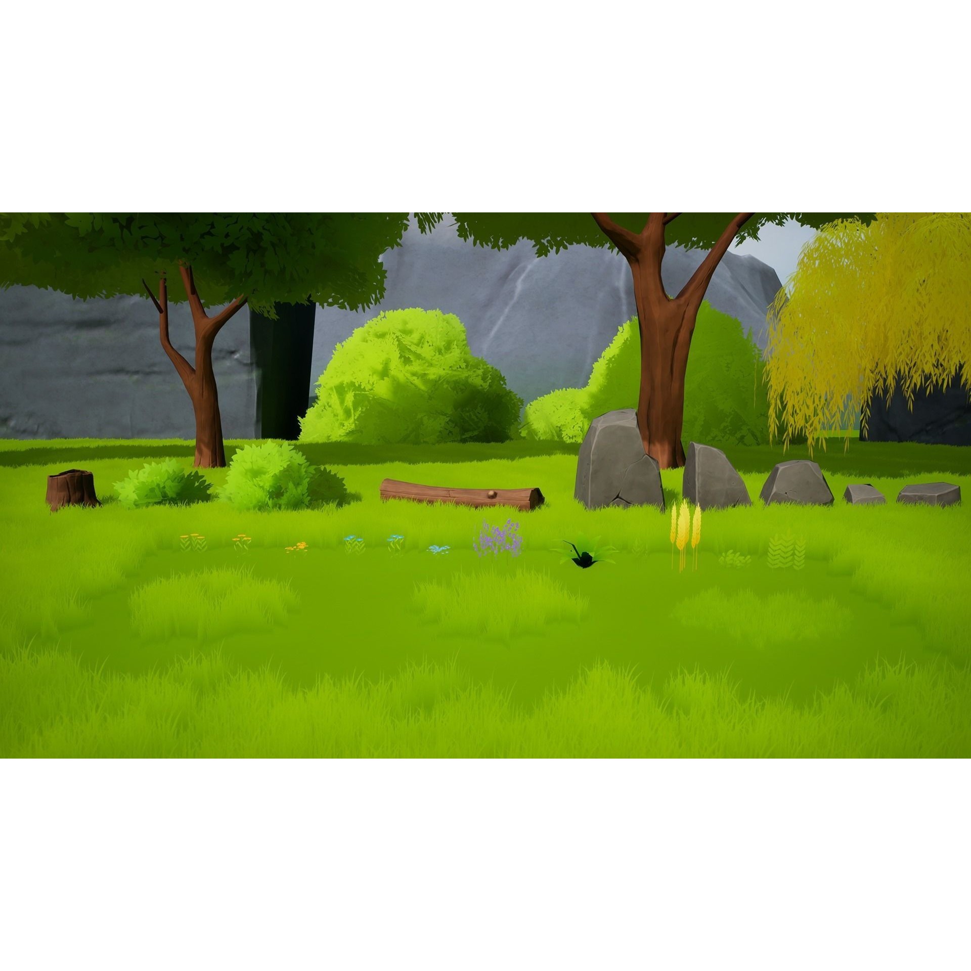 Stylized Nature with Ruins - Low-Poly Game-Ready 3D Model - View 8