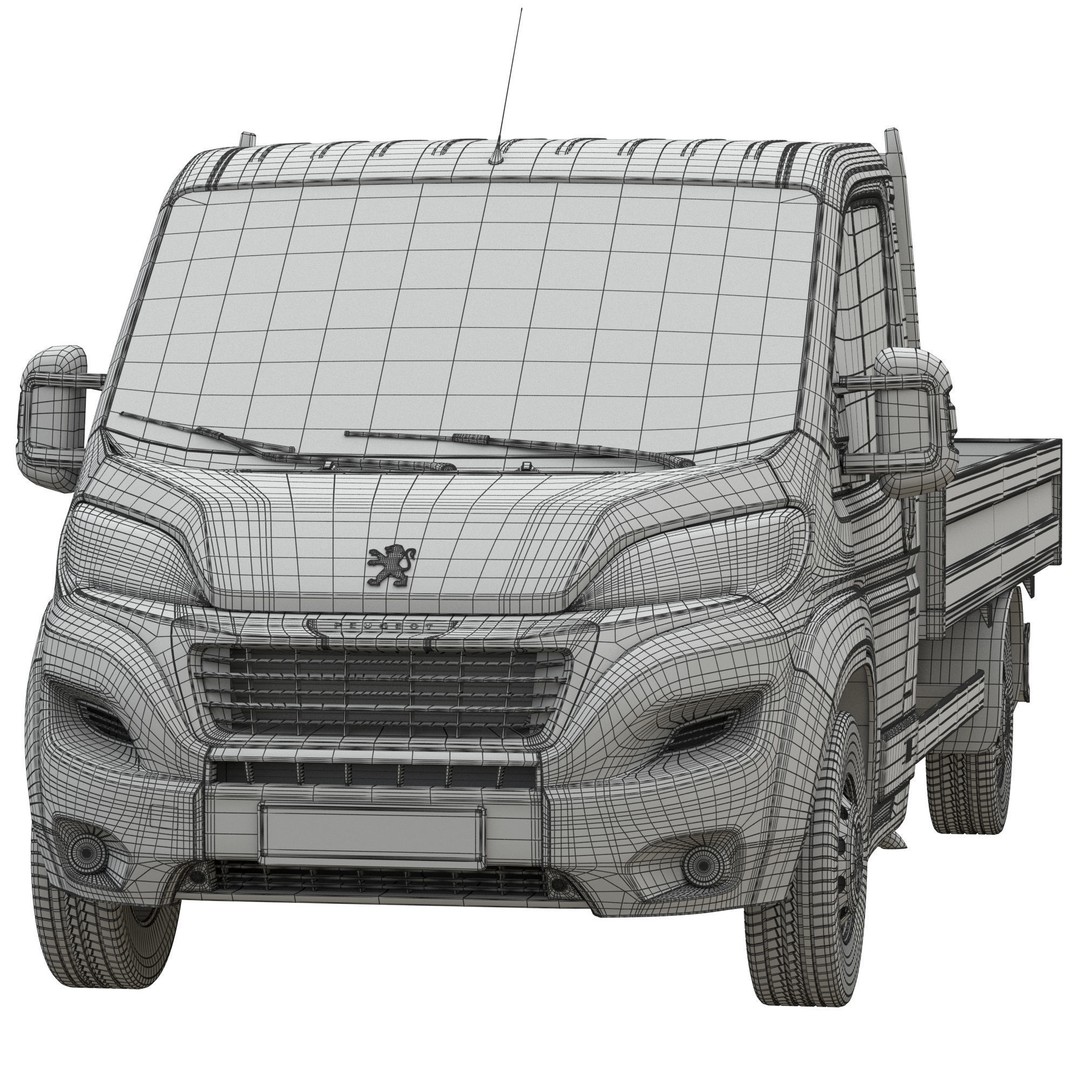 Peugeot Boxer 3D Model – Flatbed Commercial Vehicle, FBX, OBJ - View 17