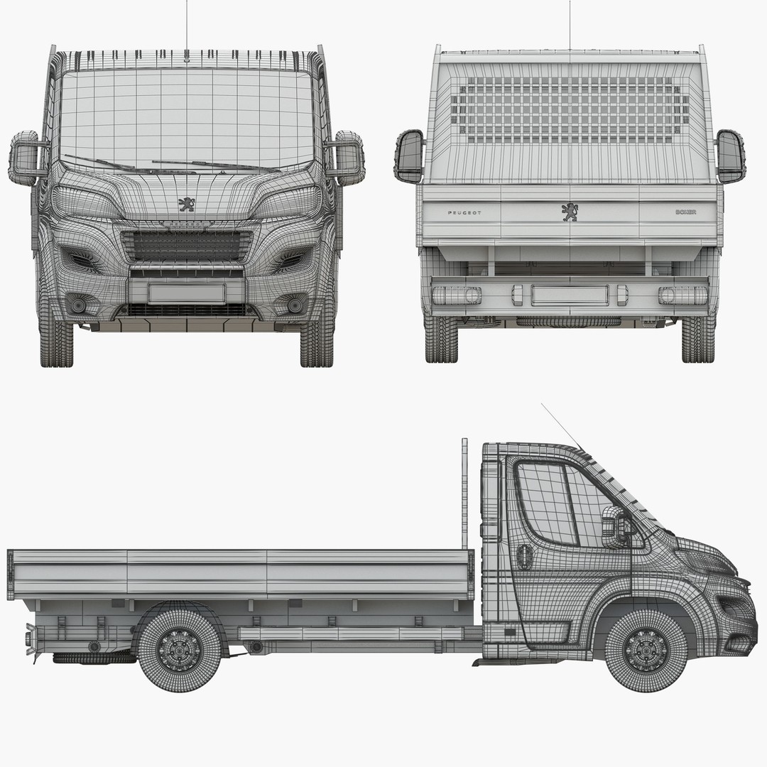 Peugeot Boxer 3D Model – Flatbed Commercial Vehicle, FBX, OBJ - View 24
