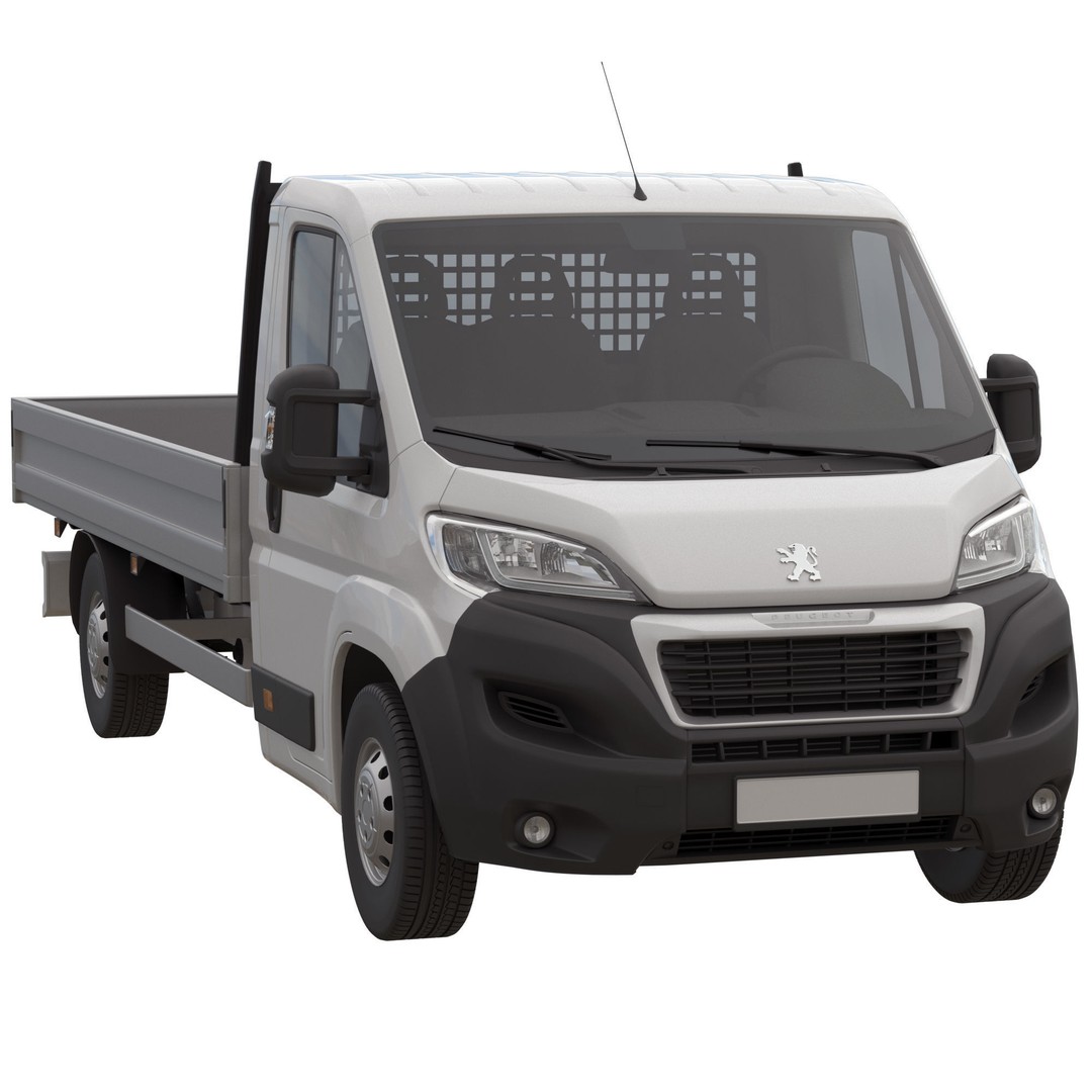 Peugeot Boxer 3D Model – Flatbed Commercial Vehicle, FBX, OBJ - View 3