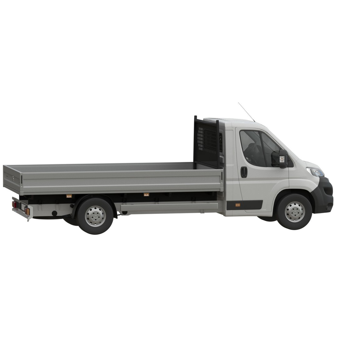 Peugeot Boxer 3D Model – Flatbed Commercial Vehicle, FBX, OBJ - View 4