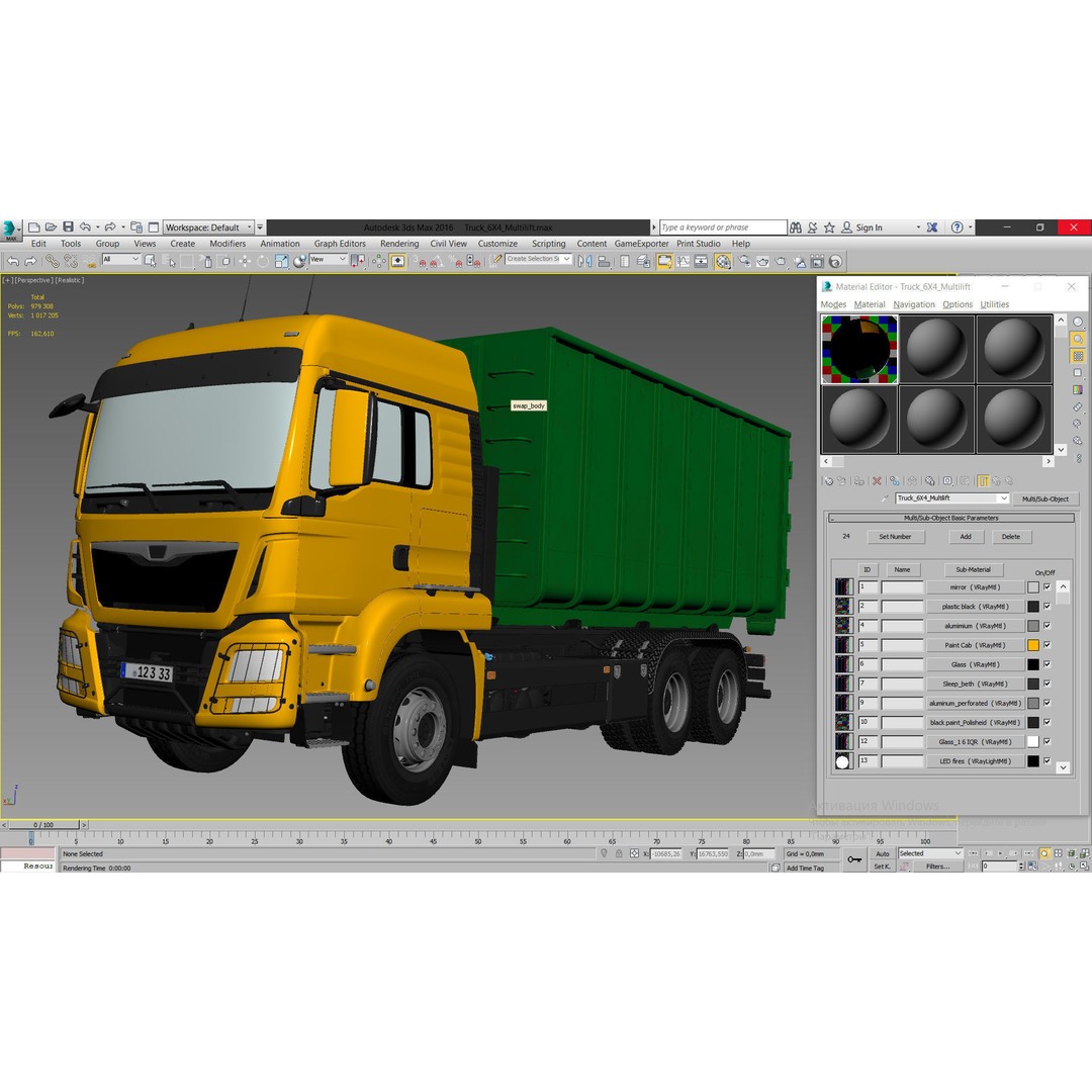 Multilift Truck 3D Model – Detailed Low Poly Vehicle, FBX, OBJ - View 28