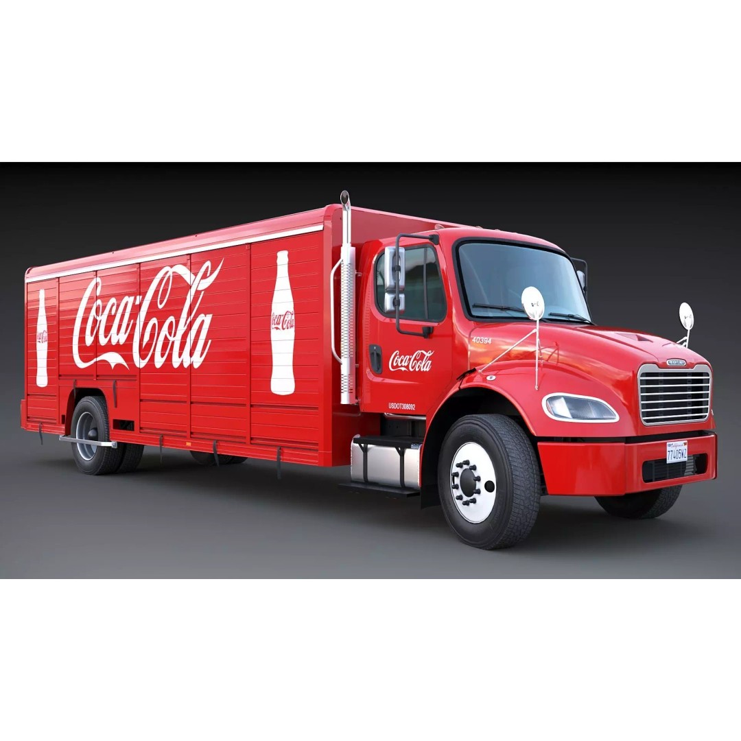 Freightliner M2 106 Beverage Truck 3D Model – Low Poly Game Asset, FBX - View 14