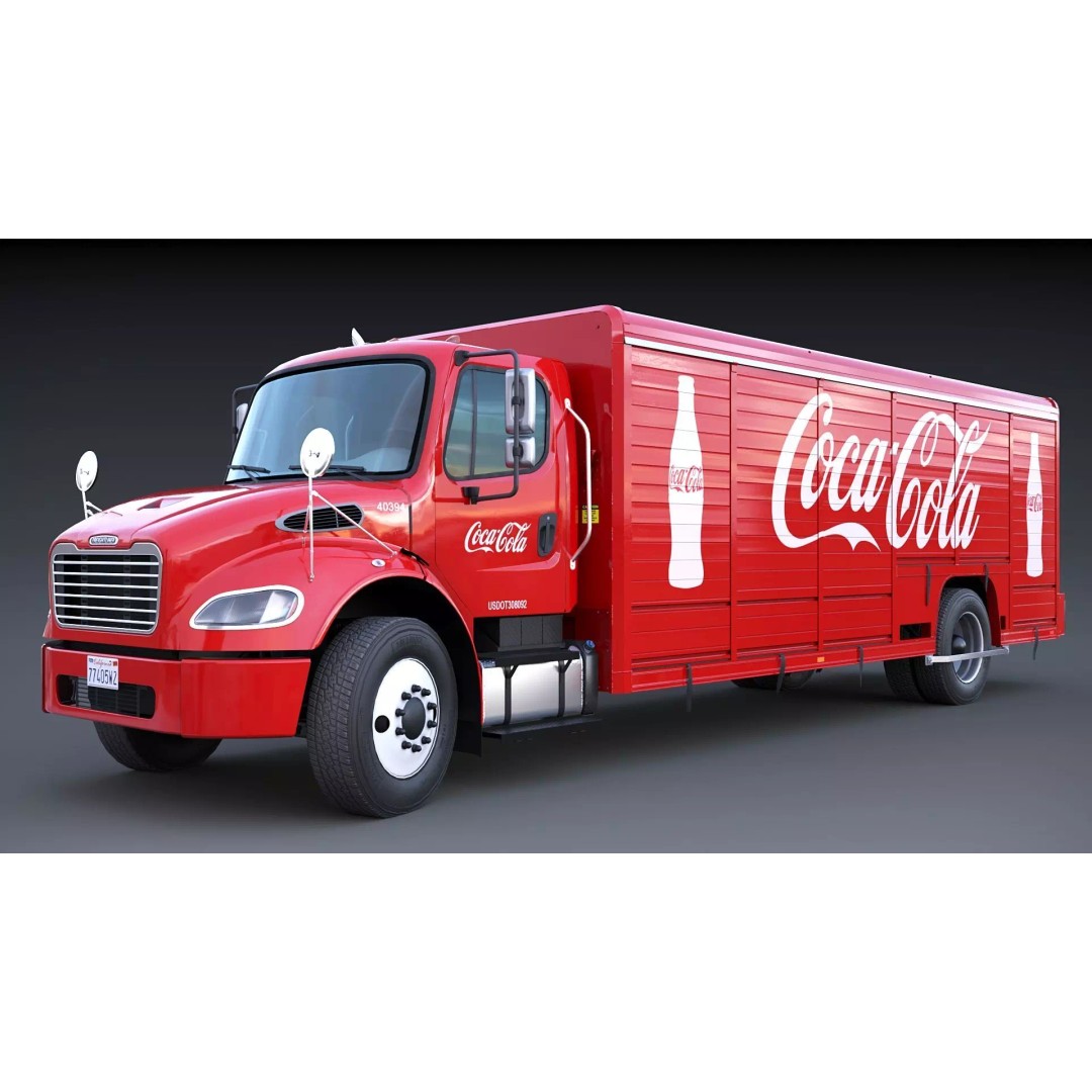 Freightliner M2 106 Beverage Truck 3D Model – Low Poly Game Asset, FBX - View 3