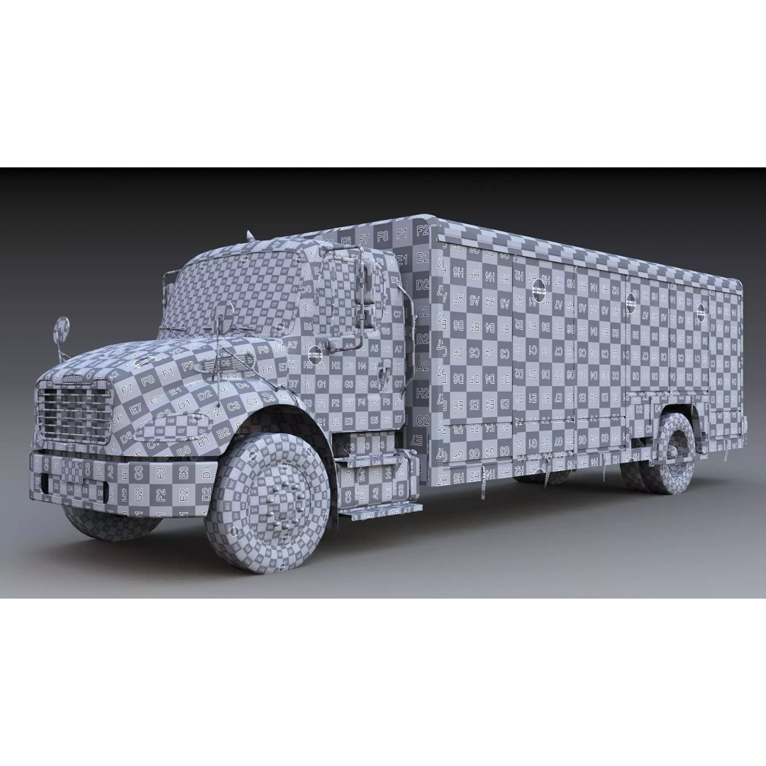 Freightliner M2 106 Beverage Truck 3D Model – Low Poly Game Asset, FBX - View 33