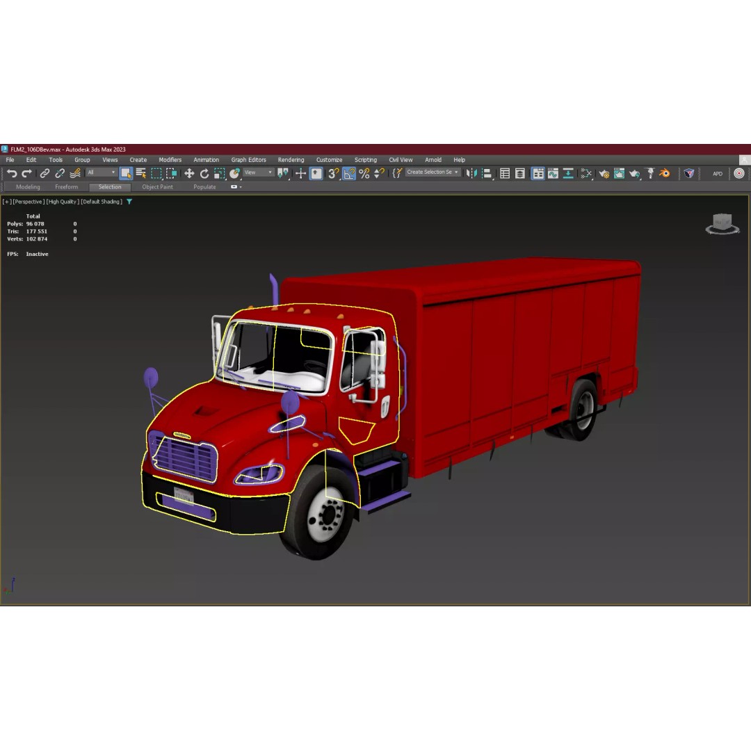 Freightliner M2 106 Beverage Truck 3D Model – Low Poly Game Asset, FBX - View 38