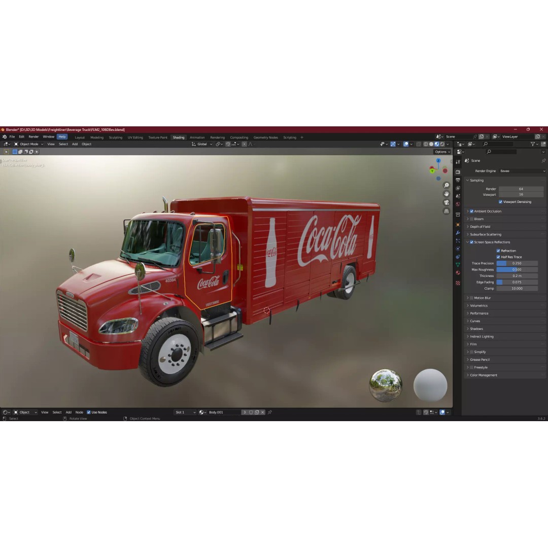 Freightliner M2 106 Beverage Truck 3D Model – Low Poly Game Asset, FBX - View 39