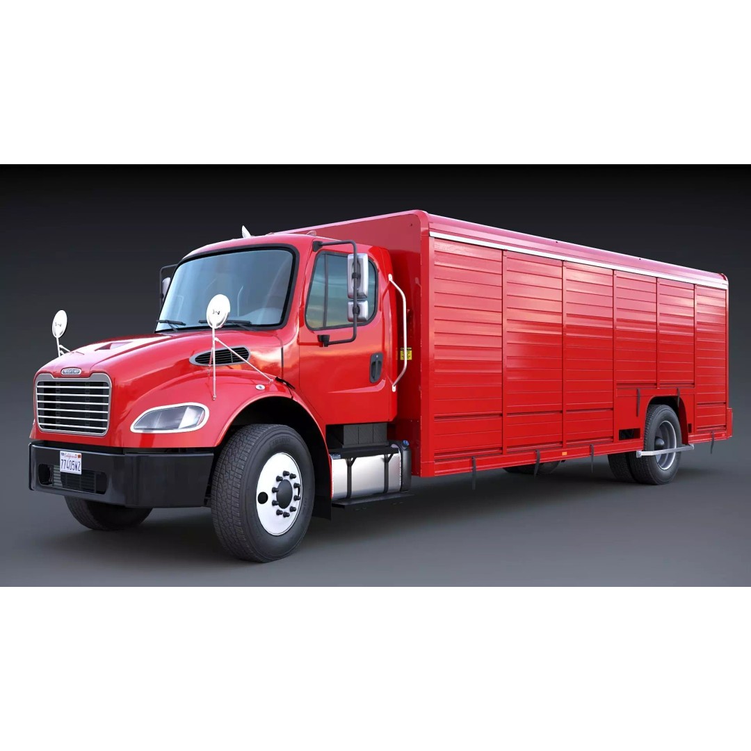 Freightliner M2 106 Beverage Truck 3D Model – Low Poly Game Asset, FBX - View 4