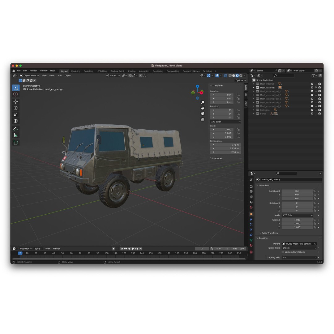 Pinzgauer 4x4 3D Model – Game Ready Rigged Low-Poly Vehicle - View 27