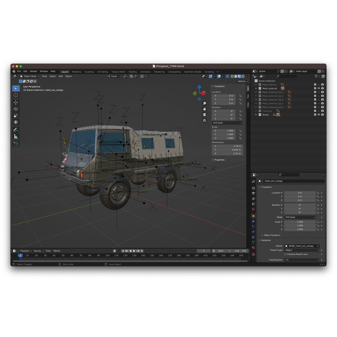 Pinzgauer 4x4 3D Model – Game Ready Rigged Low-Poly Vehicle - View 30
