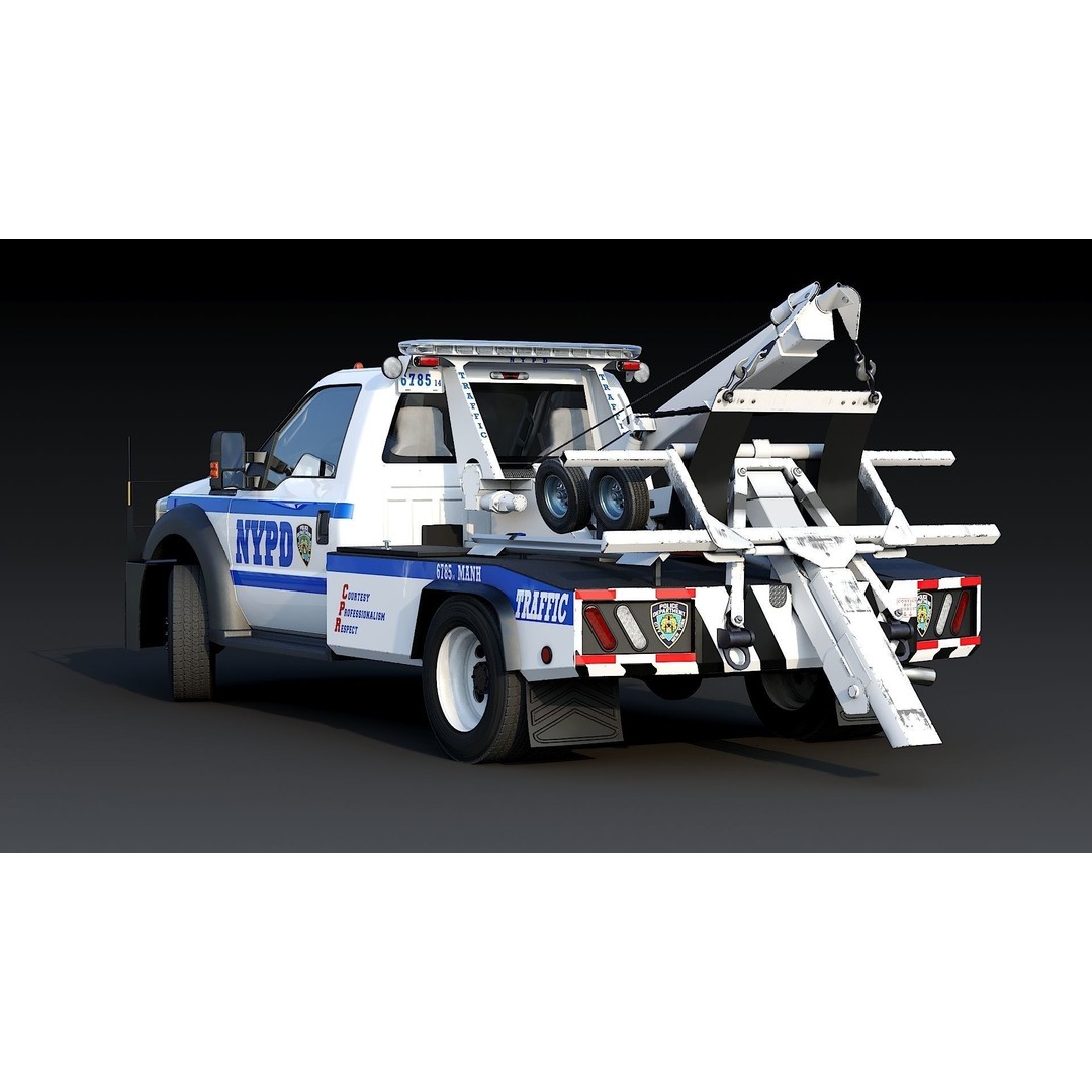 NYPD Tow Truck 3D Model – Low Poly Game Asset, FBX, PBR Textures - View 10