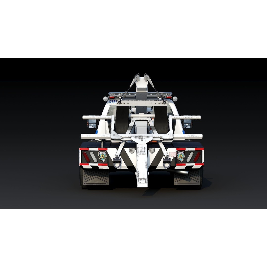 NYPD Tow Truck 3D Model – Low Poly Game Asset, FBX, PBR Textures - View 11