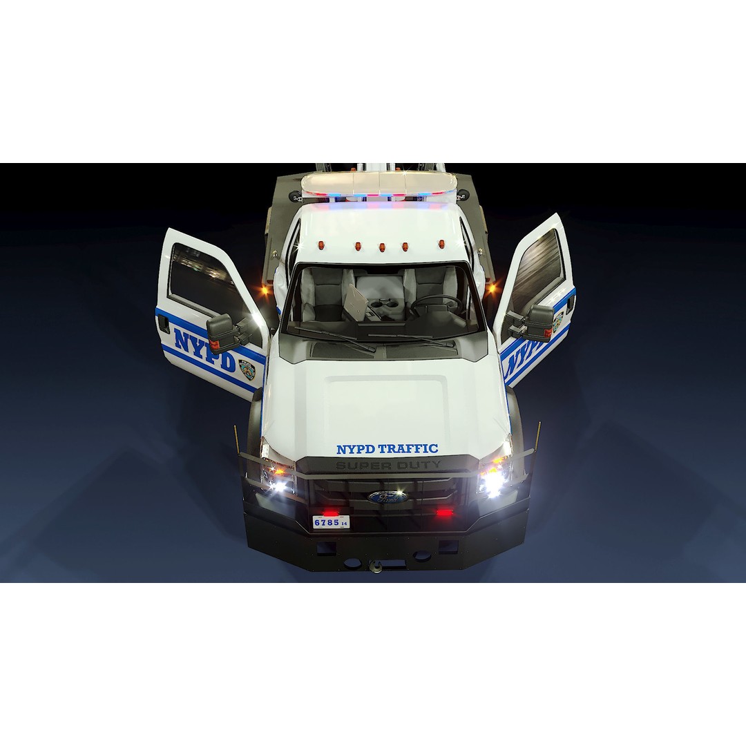 NYPD Tow Truck 3D Model – Low Poly Game Asset, FBX, PBR Textures - View 20
