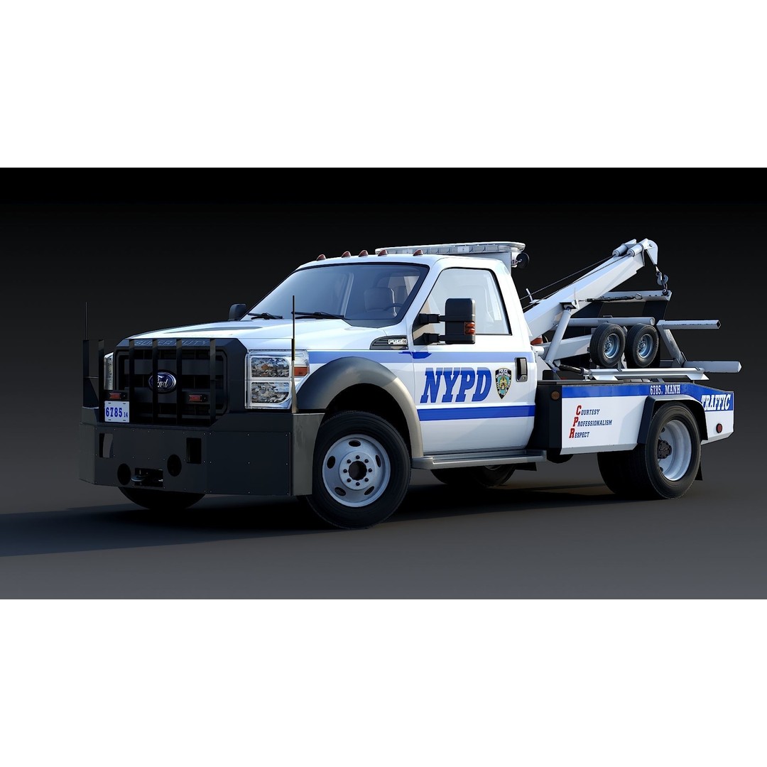 NYPD Tow Truck 3D Model – Low Poly Game Asset, FBX, PBR Textures - View 3
