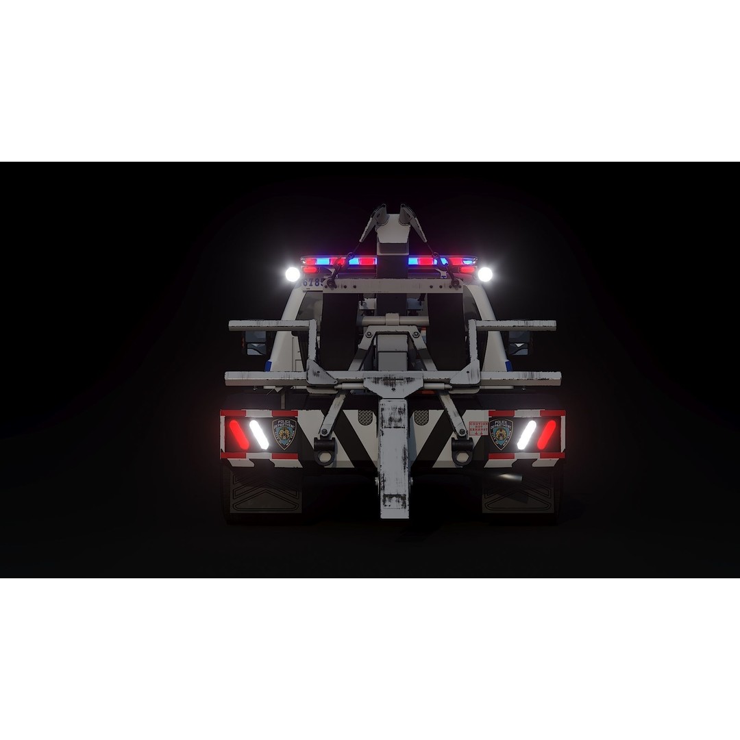 NYPD Tow Truck 3D Model – Low Poly Game Asset, FBX, PBR Textures - View 34