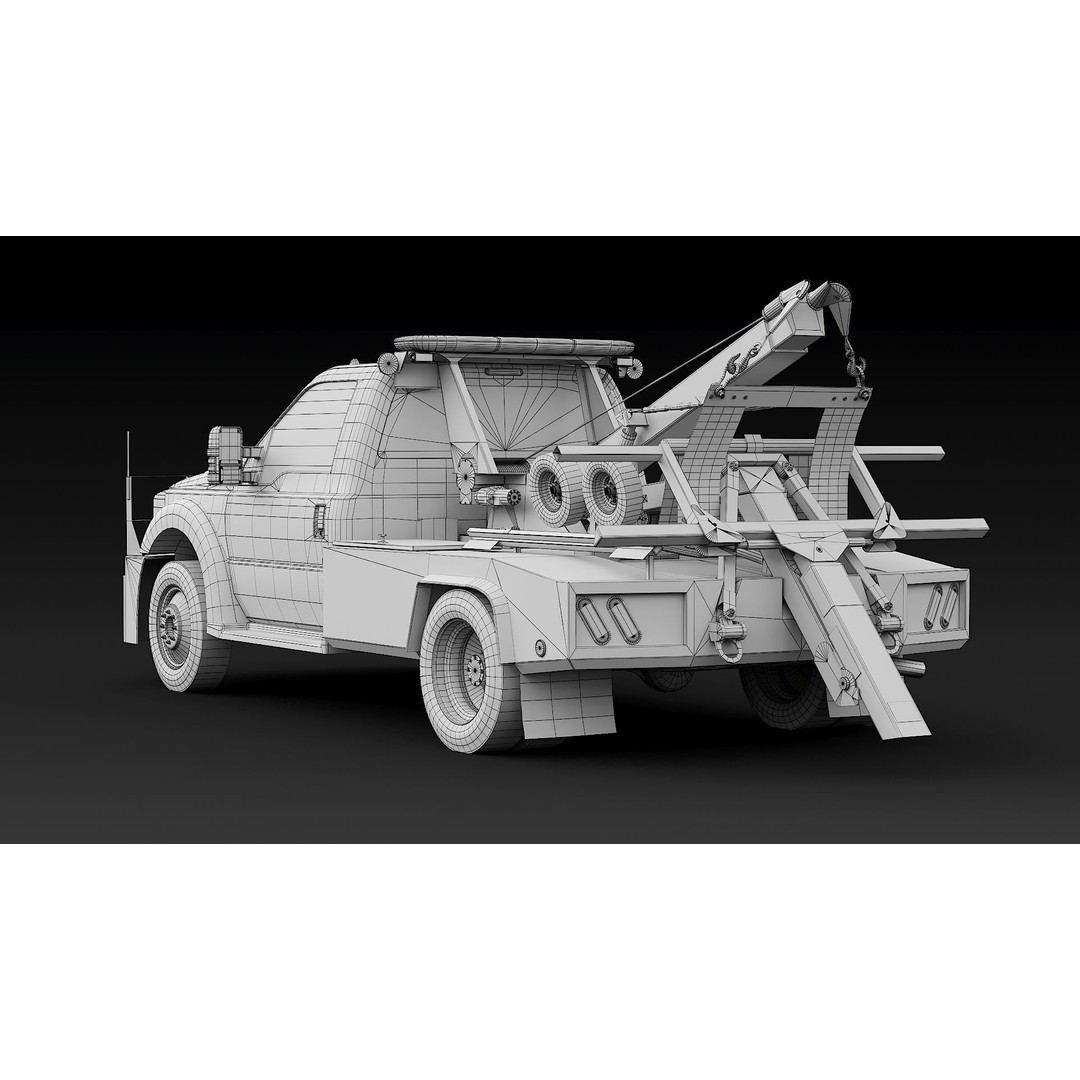 NYPD Tow Truck 3D Model – Low Poly Game Asset, FBX, PBR Textures - View 45