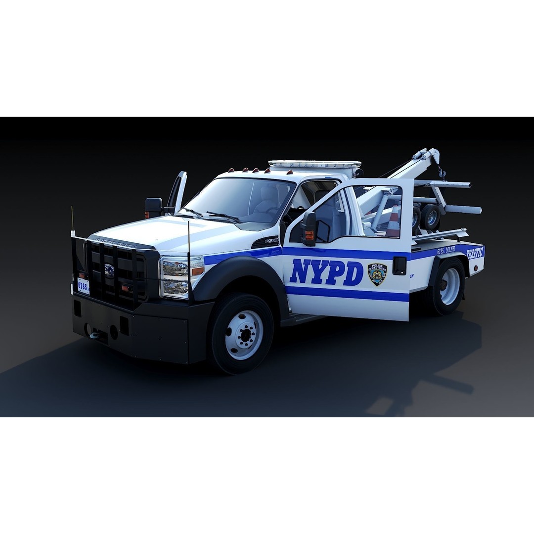 NYPD Tow Truck 3D Model – Low Poly Game Asset, FBX, PBR Textures - View 5