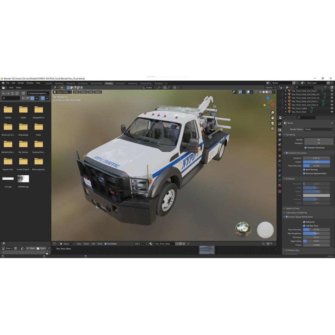 NYPD Tow Truck 3D Model – Low Poly Game Asset, FBX, PBR Textures - View 56